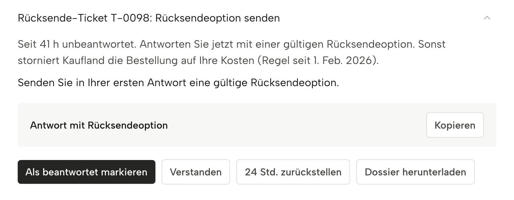 Beweisdossier in Sellgrip, mit Beispieldaten
