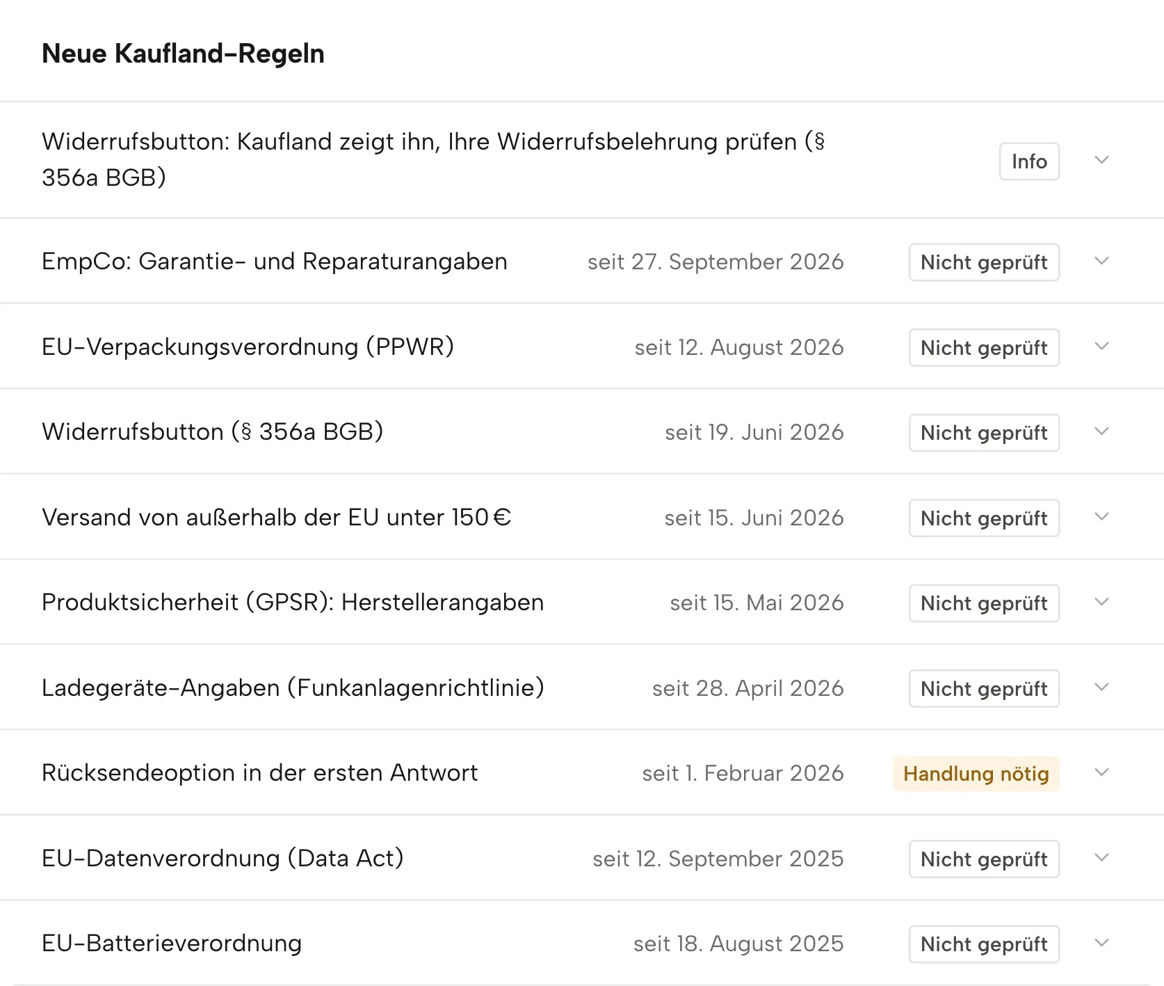 Pflichten-Kalender in Sellgrip, mit Beispieldaten