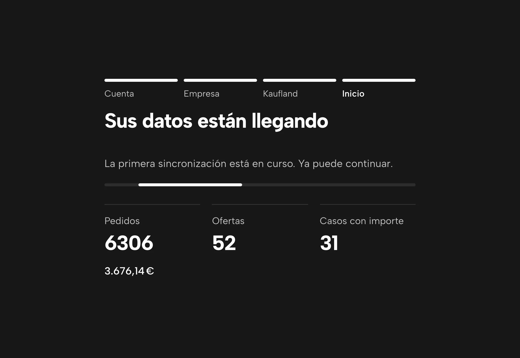 Carga de sus datos en Sellgrip, con datos de ejemplo