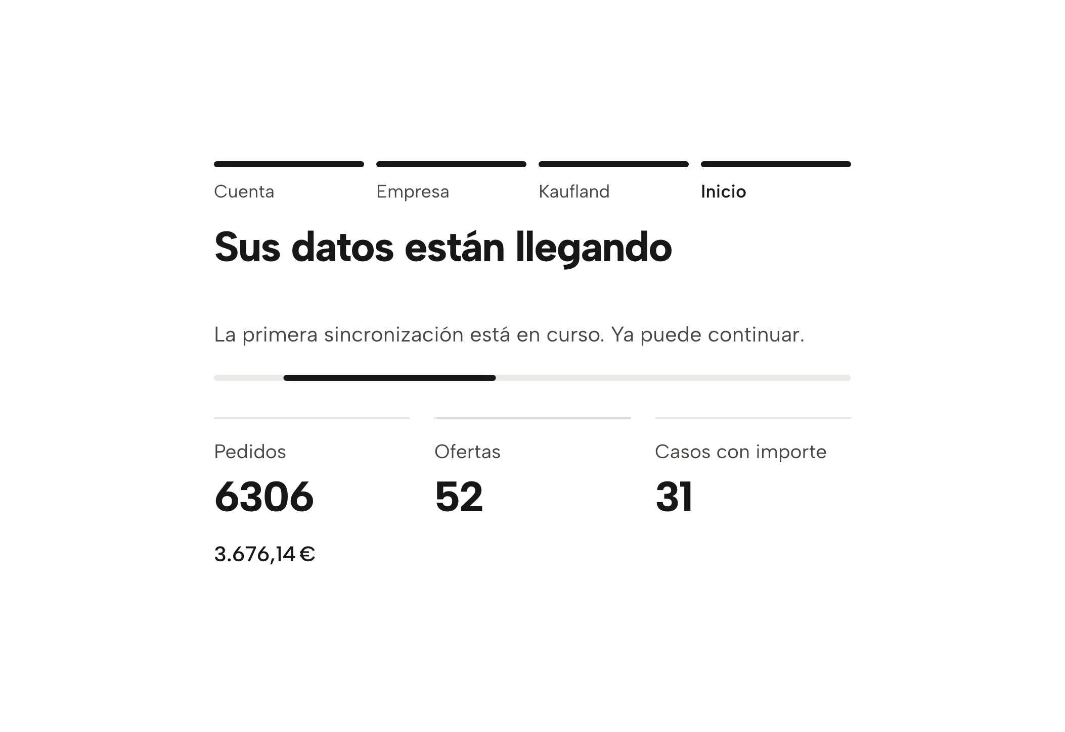 Carga de sus datos en Sellgrip, con datos de ejemplo