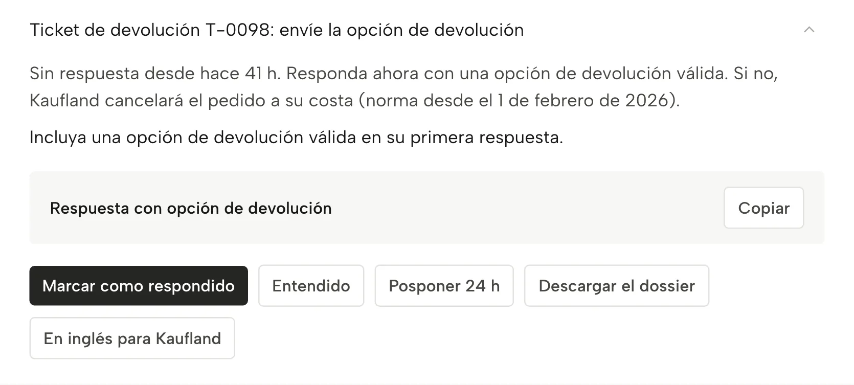 Dossier de pruebas en Sellgrip, con datos de ejemplo