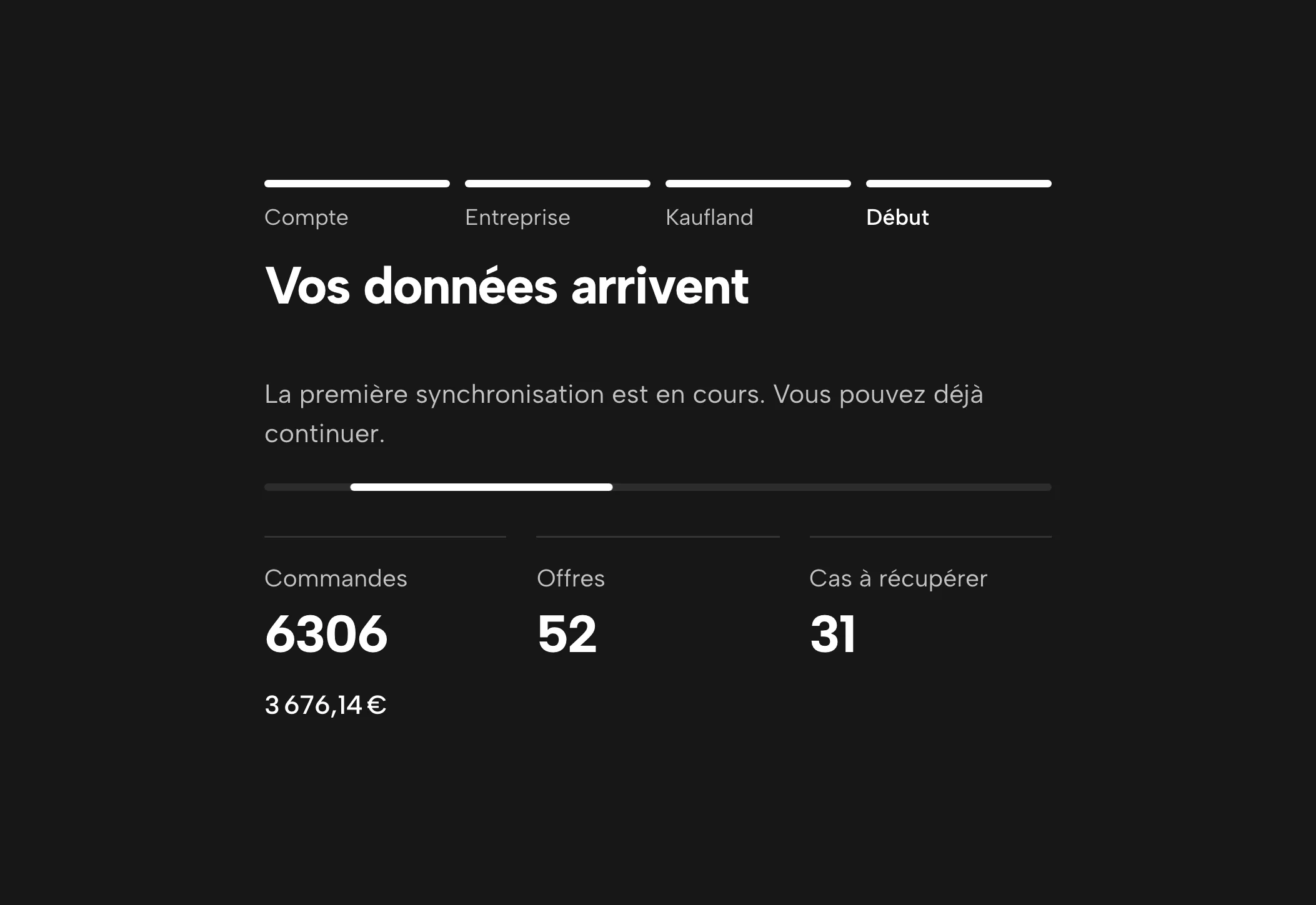 Chargement de vos données dans Sellgrip, avec des données d’exemple