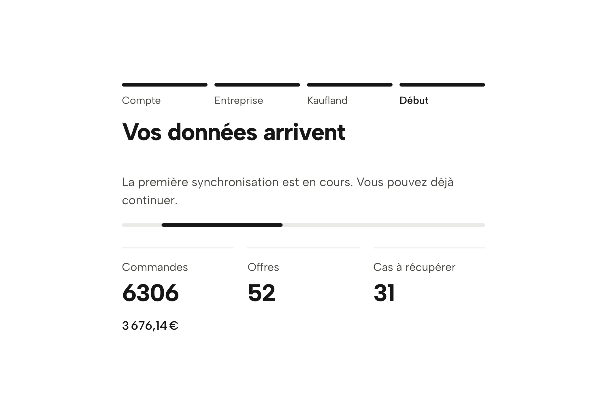 Chargement de vos données dans Sellgrip, avec des données d’exemple