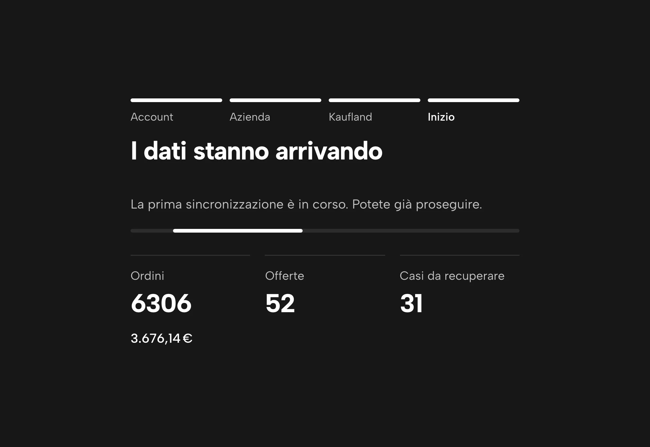 Caricamento dei vostri dati in Sellgrip, con dati di esempio