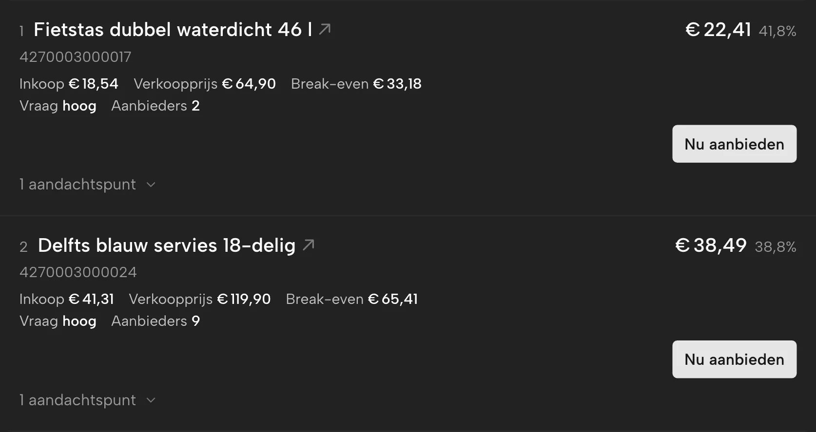 Margevinder in Sellgrip, met voorbeelddata