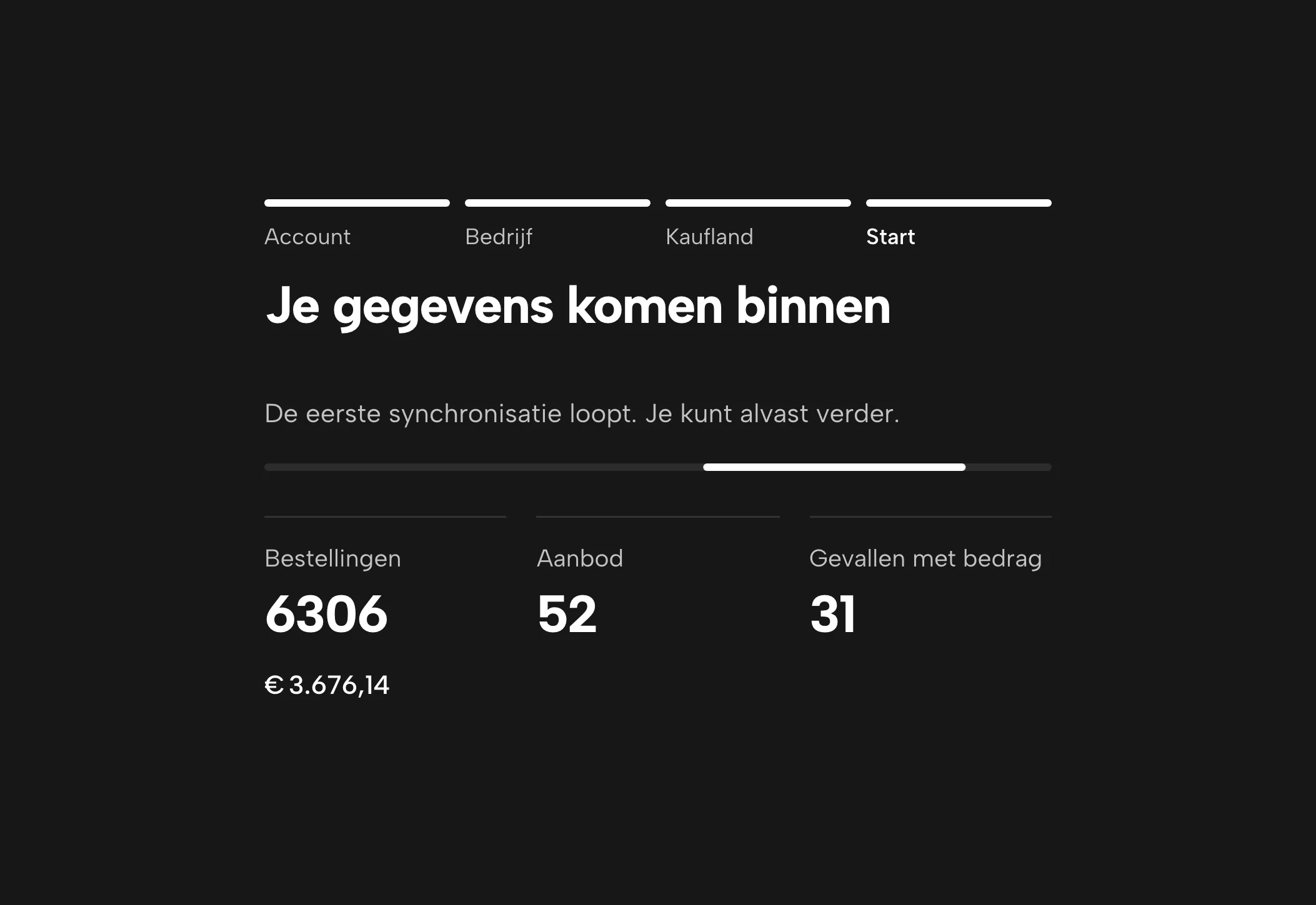 Sellgrip haalt je gegevens op, met voorbeelddata