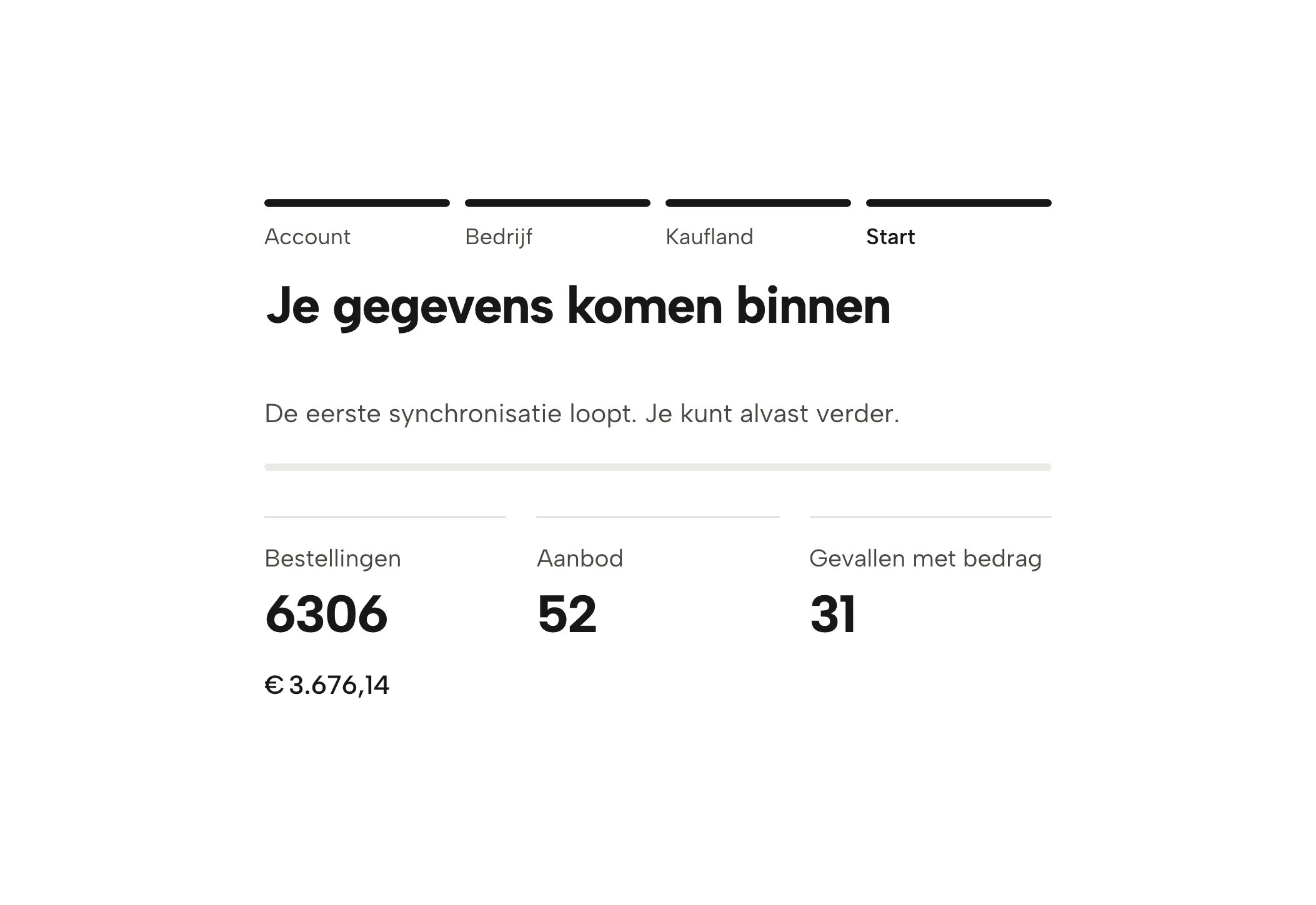 Sellgrip haalt je gegevens op, met voorbeelddata