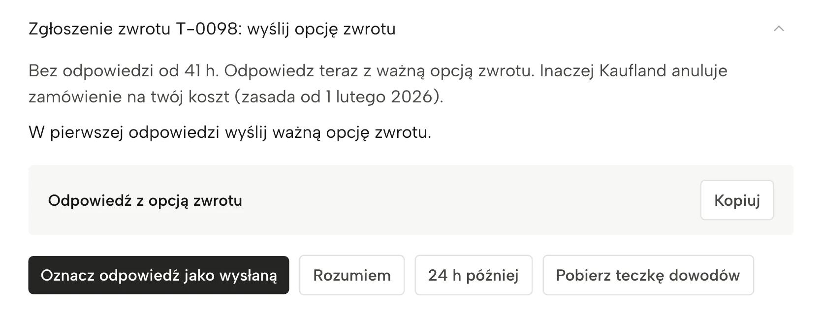 Teczka dowodów w Sellgripie, z przykładowymi danymi