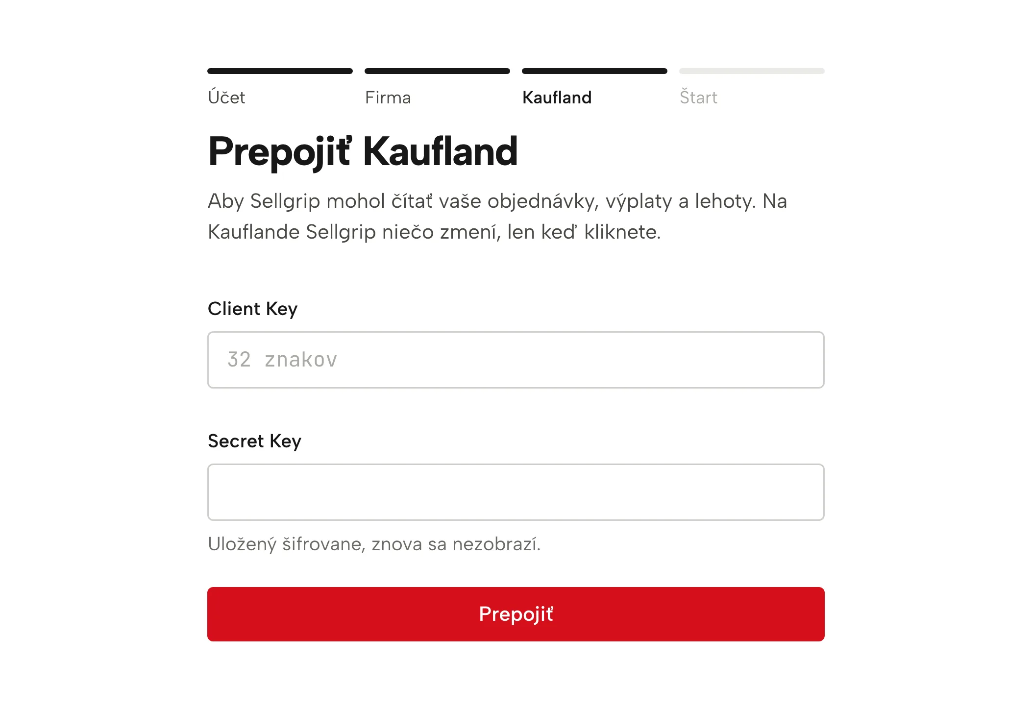 Zadanie kľúčov v Sellgripe, s ukážkovými údajmi