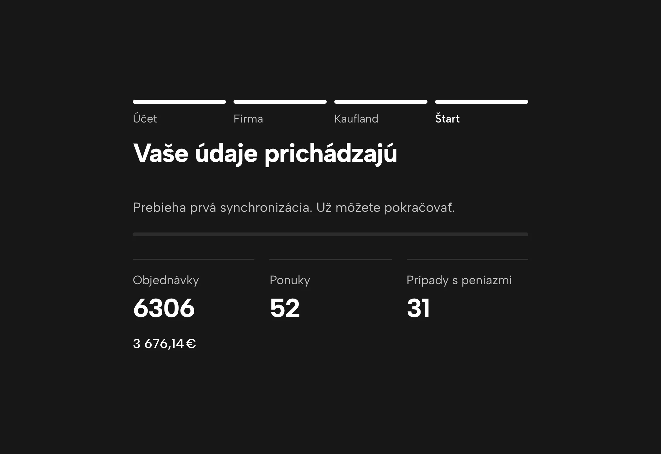 Načítanie objednávok a ponúk v Sellgripe, s ukážkovými údajmi