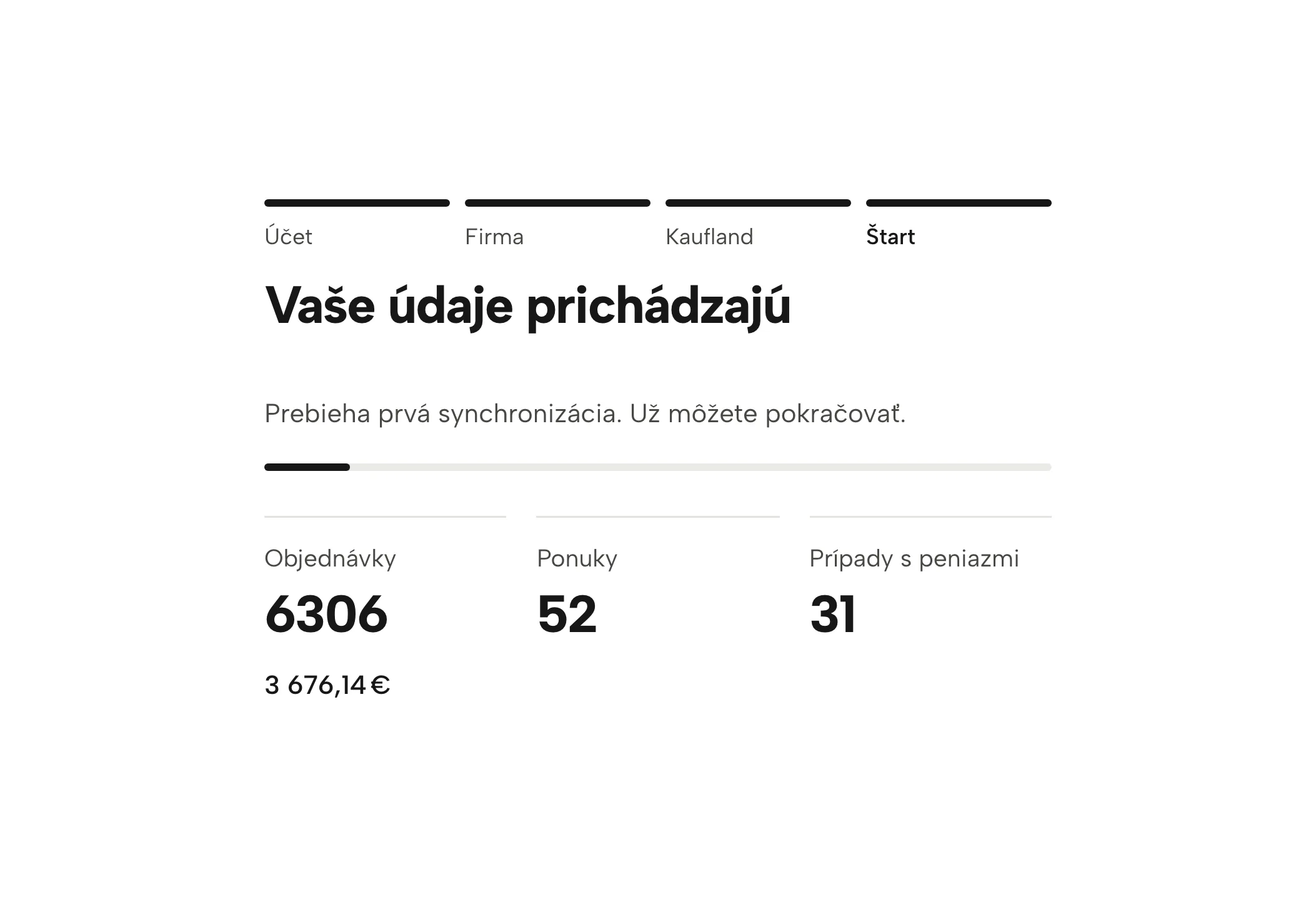 Načítanie objednávok a ponúk v Sellgripe, s ukážkovými údajmi